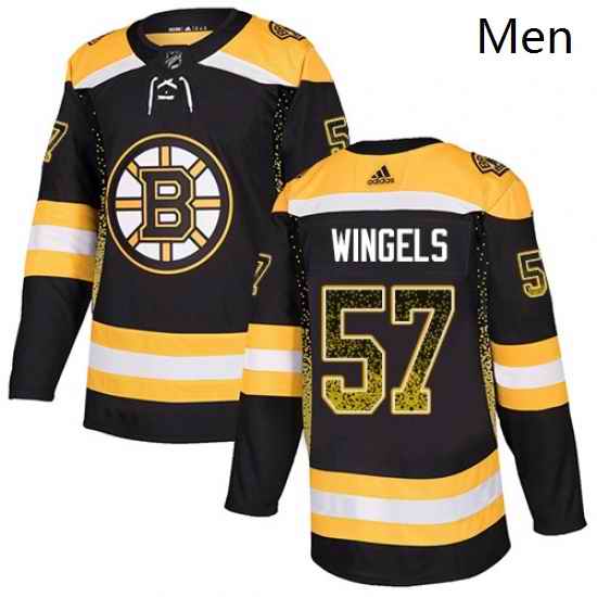 Mens Adidas Boston Bruins 57 Tommy Wingels Authentic Black Drift Fashion NHL Jersey